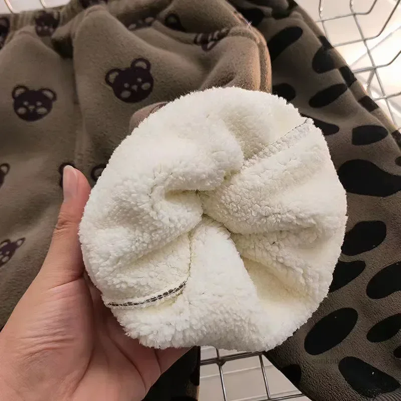 Pantalons en peluche pour bébé, pantalons de survêtement épais en velours pour garçon et fille, pantalons de dessin animé, pantalons chauds pour enfants, tendance, automne hiver