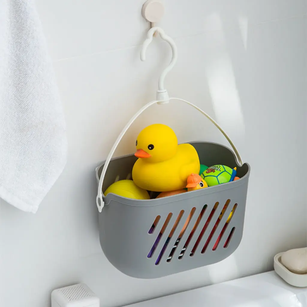 Plastique suspendu douche toilette bain cuisine paniers baignoire coin organisateur dortoir fourre-tout crochets support suspendu panier de rangement avec crochet