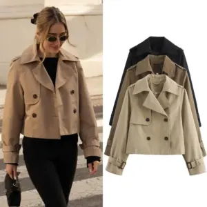 Veste courte à double boutonnage pour femmes, haut à manches longues, manteau chic, tenues streetwear vintage pour dames, printemps, automne
