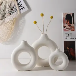 Vase à fleurs blanc nordique, pot de fleurs en plastique design, bouteille pour bourgeons de fleurs, bouteille pour arrangement floral, décoration de salon