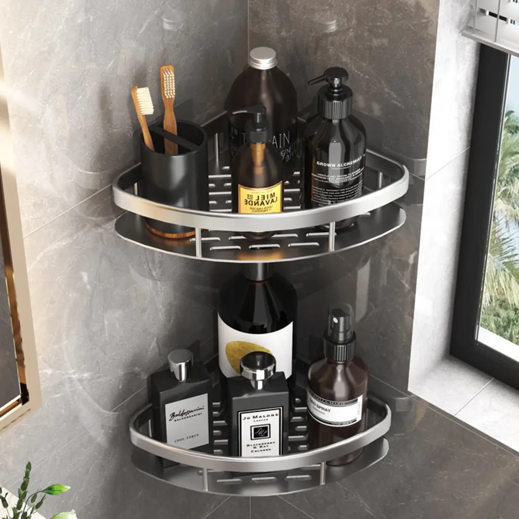 Support de rangement pour salle de bain, en acier inoxydable, antirouille, support de douche, ventouse, appareils ménagers